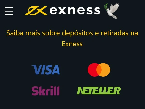 Depósitos e retiradas da Exness.