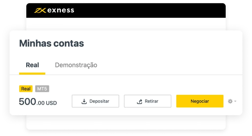 Conta de demonstração da corretora Exness.