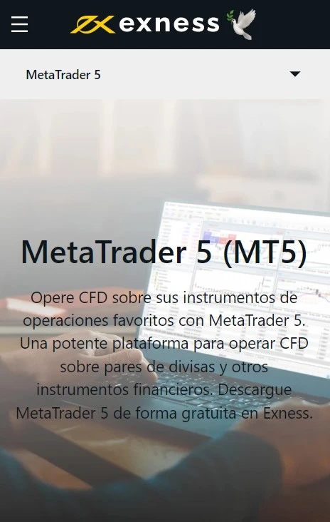 Opciones de descarga de Exness MT5