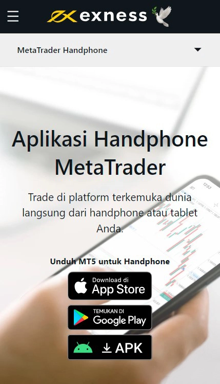 Aplikasi Seluler MetaTrader Exness.