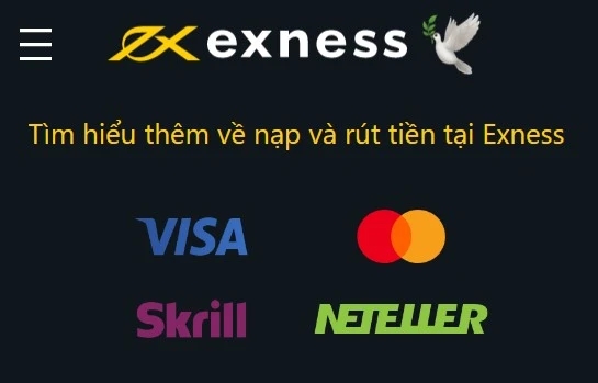 Tiền gửi và rút tiền Exness.