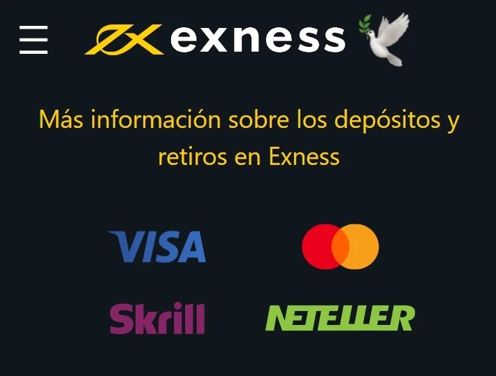 Tipos de métodos de pago disponibles en Exness